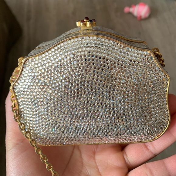Authentic Judith Leiber Fullbead Minaudiere Evening Clutch Shoulder Crossbody - Picture 8 of 16